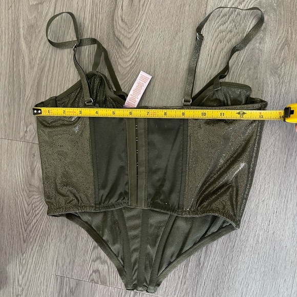 SAVAGE X FENTY Olive Green Gold Going Platinum Mesh Bustier Adjustable - Picture 12 of 13